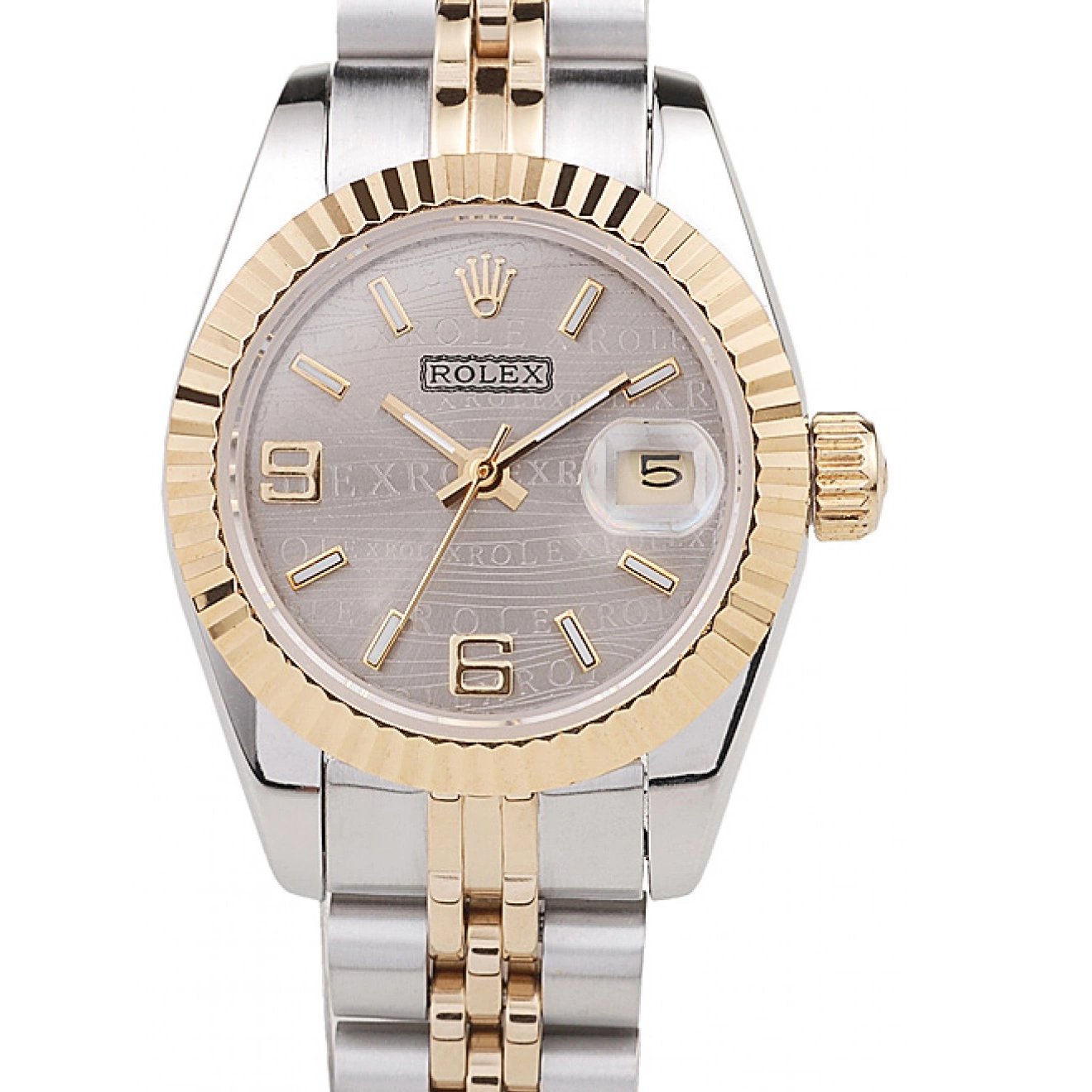 Aaa replica watch Gold Steel Stainless Plated Two Yellow Rolex Datejust Tone 98078 0821